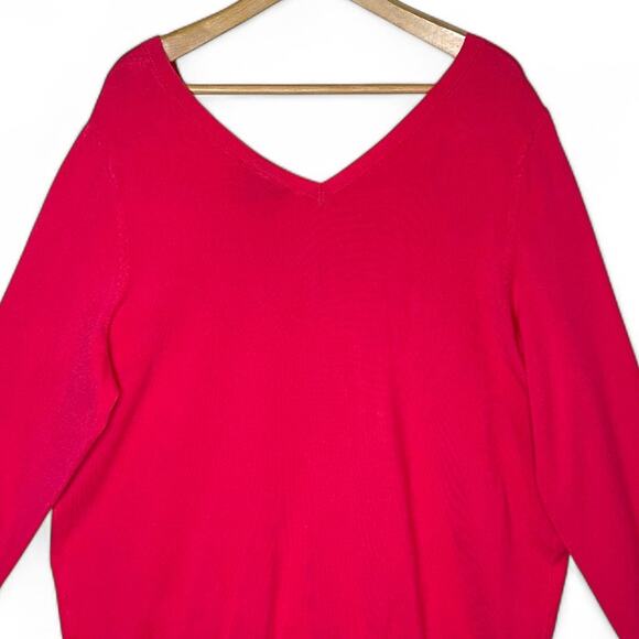 Lane Bryant Women's Long Sleeve V-Neck Sweater Size 18/20 Hot Pink Plus Size - Picture 7 of 8